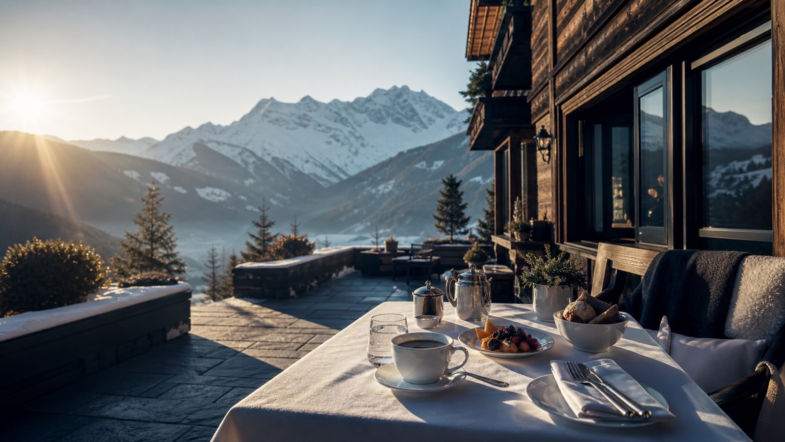 Atmospheric image: alpine hotel bootcamp with studio and performance preparation.